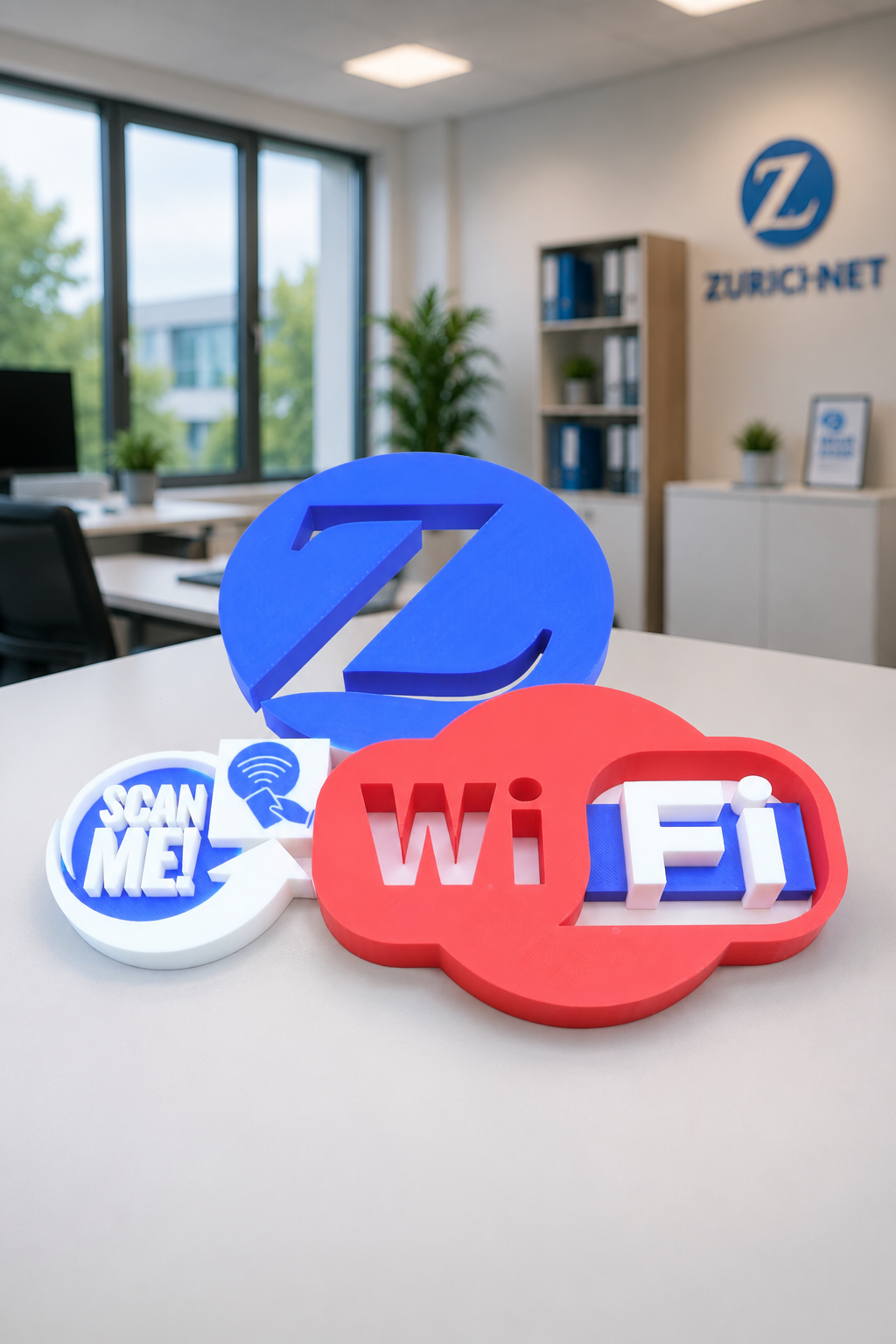 3D WLAN-Logo mit QR-Code